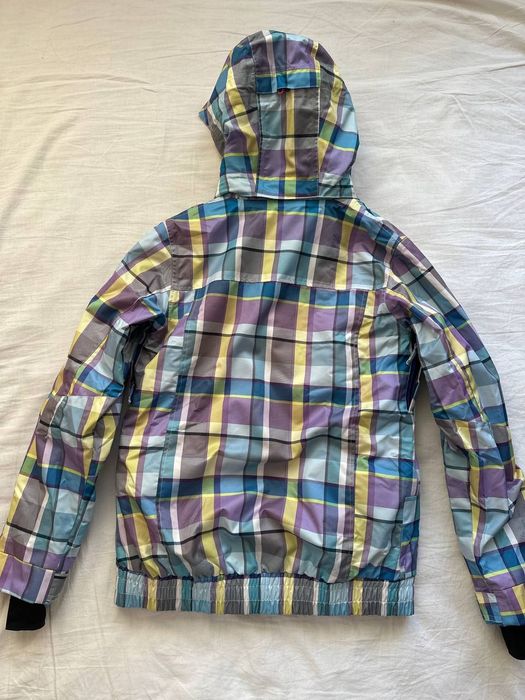 Яскрава жіноча  лижна /сноубордична куртка K-TEC клітинку розмір S