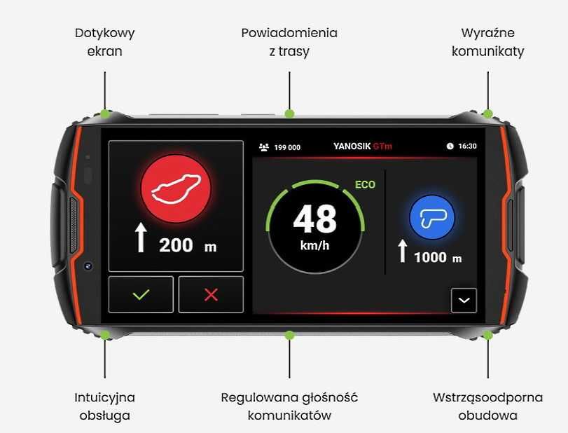 Yanosik GTm z dotykowym ekranem z 1 rok abonamentem Kielce Montaż