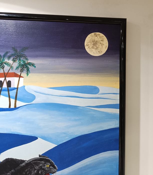 Pintura de oásis nas dunas