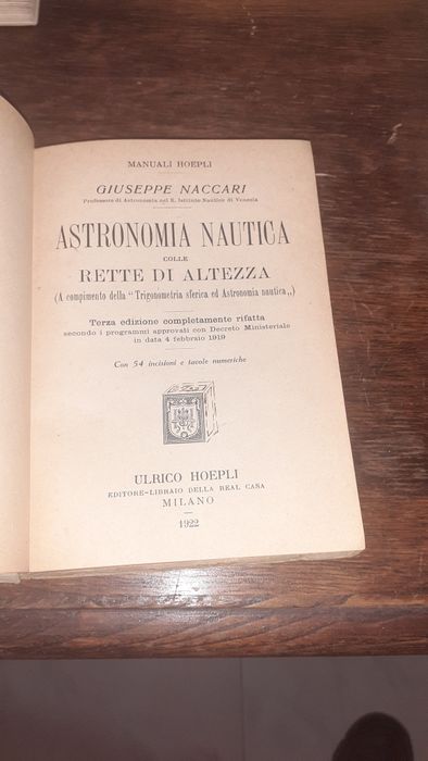 Astronomia Nautica livro raro Manuali Hotpli 1922