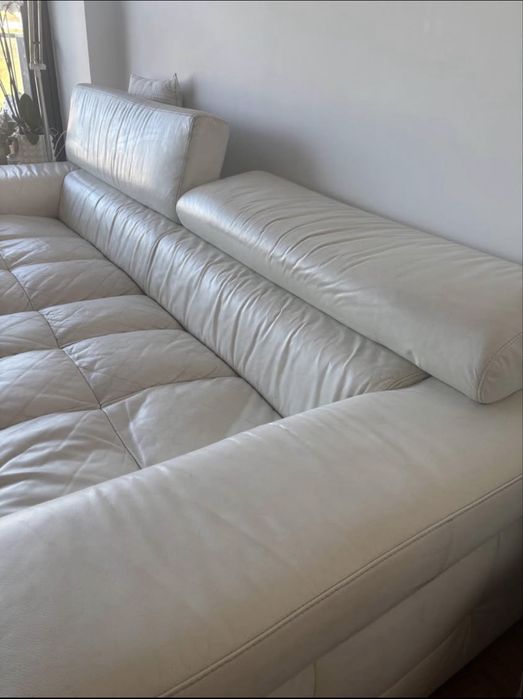 Sofa 100% pele branco 3 lugares