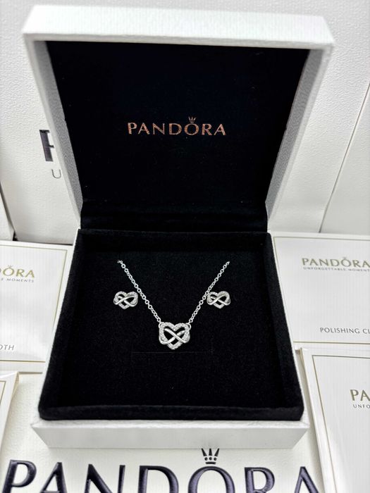 Набір Pandora Пандора Намисто і Сережки Блискуче серце нескінченності