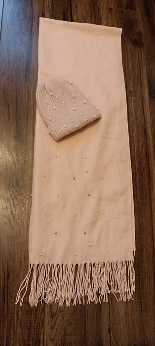 Zestaw zimowy szalik szal i czapka