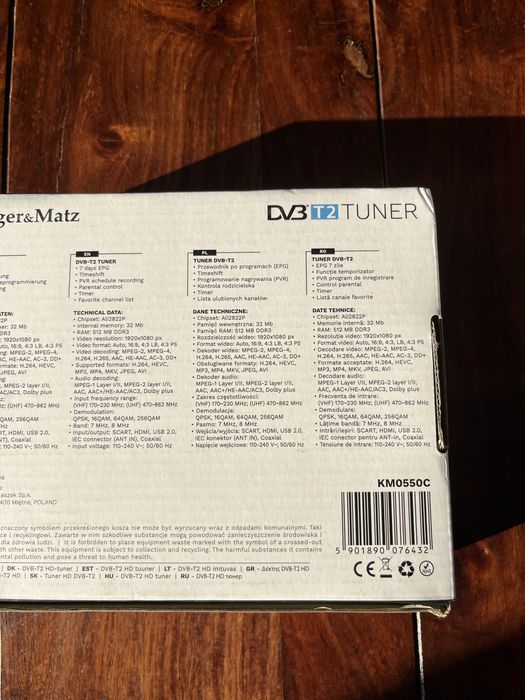 Dekoder Tuner DVB-T2 HEVC Kruger&Matz