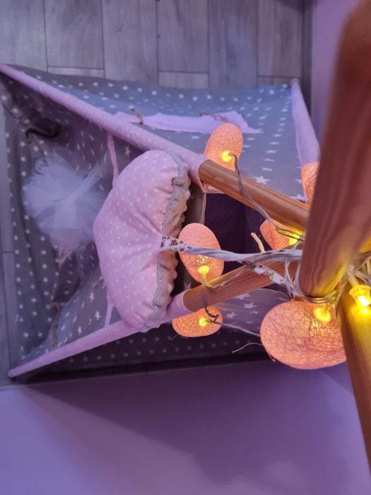 Tipi 100cm rozowo szary w gwiazdki piekny