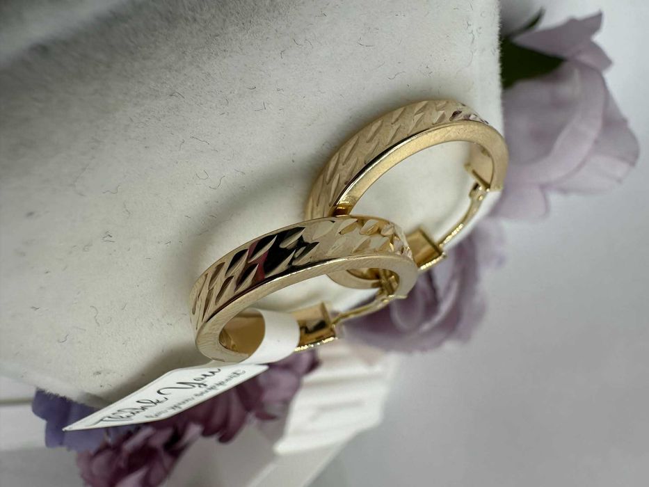 Złote kółka kolczyki frezowane 14k 585 2cm