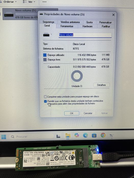 Disco SSD NVMe M.2 512GB - Intel 670p (Saúde 90%)