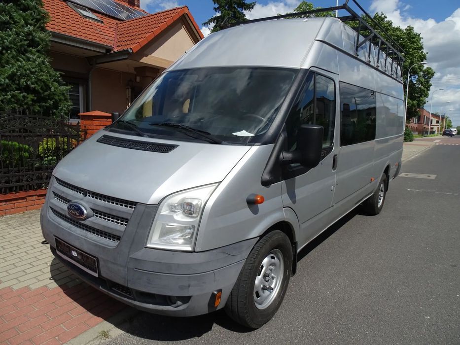 Ford Transit 2,2 TDI -155 koni-L4 H3 ,klimatyzacja ,kamera- 6-osób-, MAX wysoki, MAX długi !  Bagażnik dachowy - BUS BRYGADOWY ! SUPER STAN !
