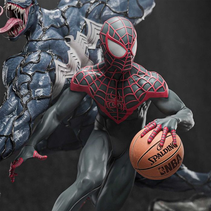 Figurka Spiderman Venom Miles Morales, Marvel, Żywica Ręcznie Malowana