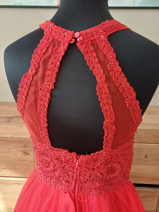 Sukienka czerwona  Rozm M tiulowa koronka