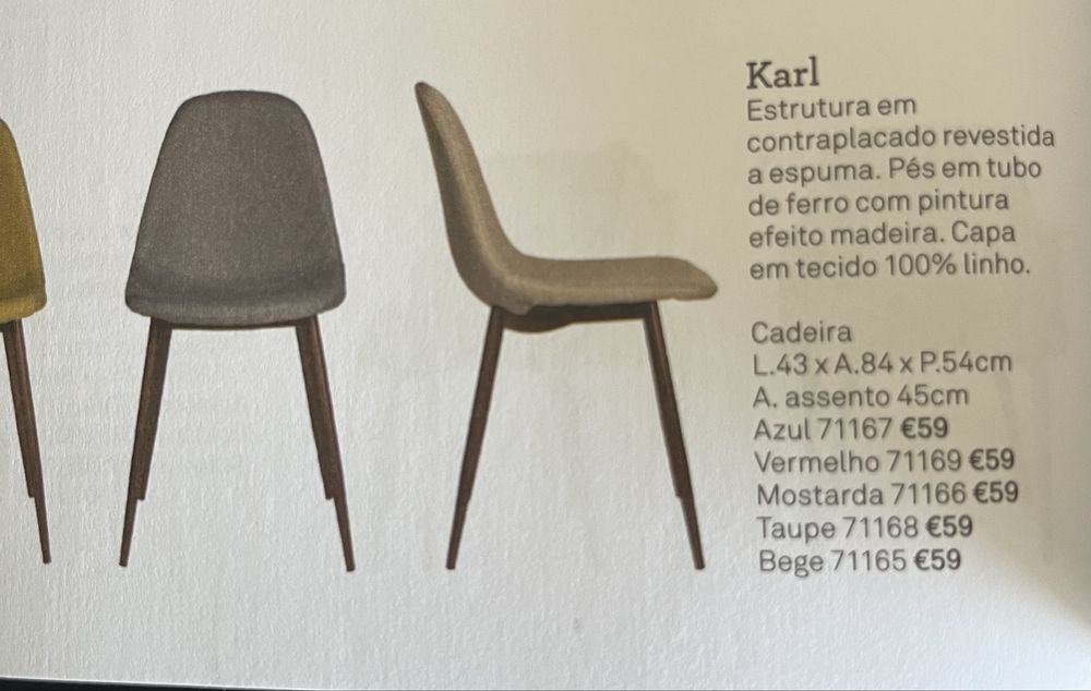 Cadeiras Areastore modelo Karl