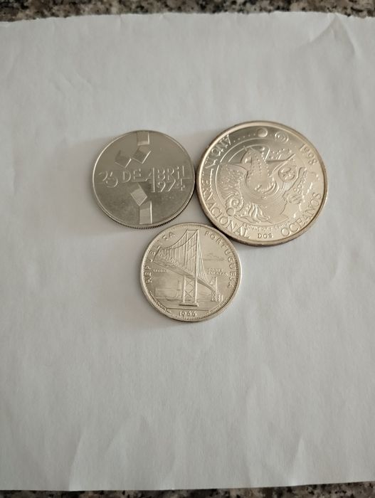 3 lindas moedas de prata 20 escudos.100. e 1000  escudos
