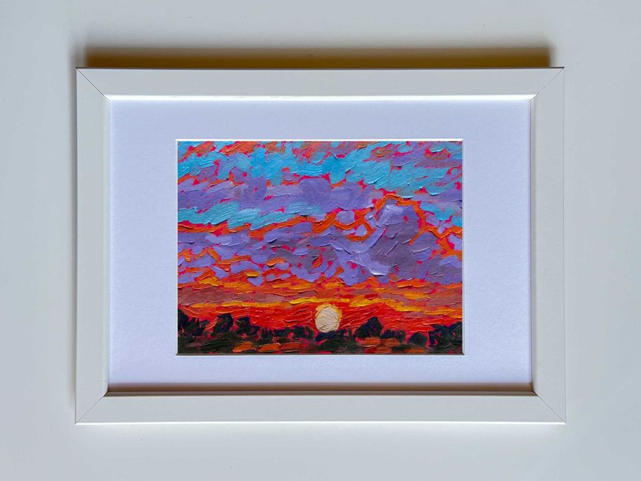 Oryginalny obraz olejny Cynobrowa Gwiazda w ramce