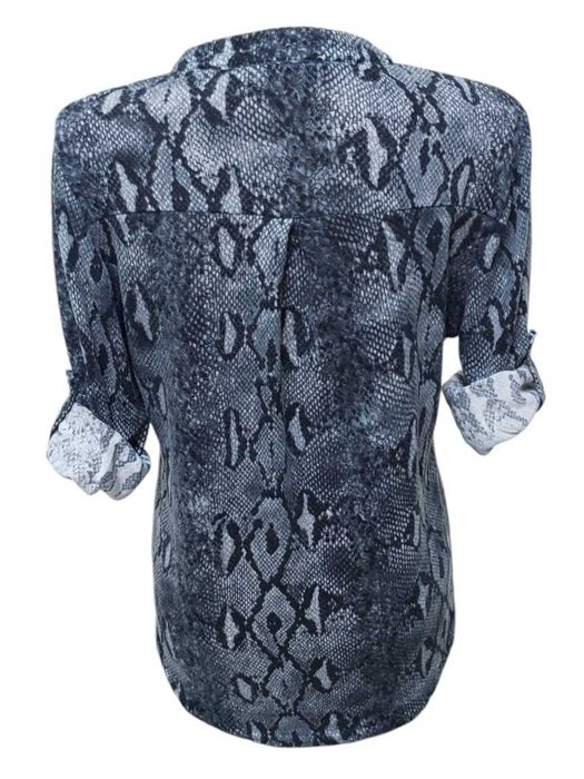 Bawełniana bluzka w wężowy wzór z podpinanymi rękawami, R. 2XL