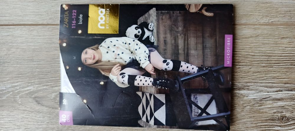 Nowe rajstopy dziewczęce 116/122 ze wzorem pandy