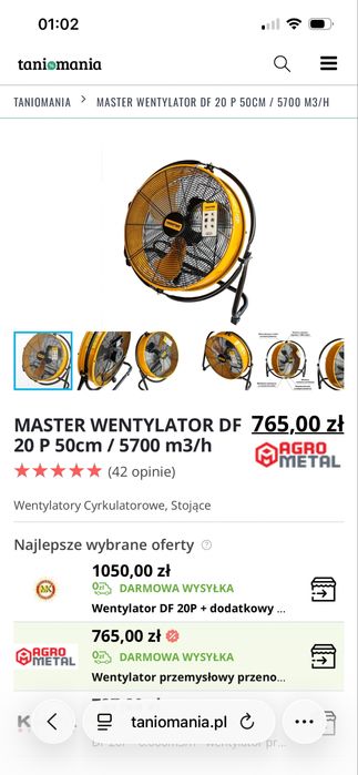 Wentylator Wiatrak Przemysłowy Master DF 20 P