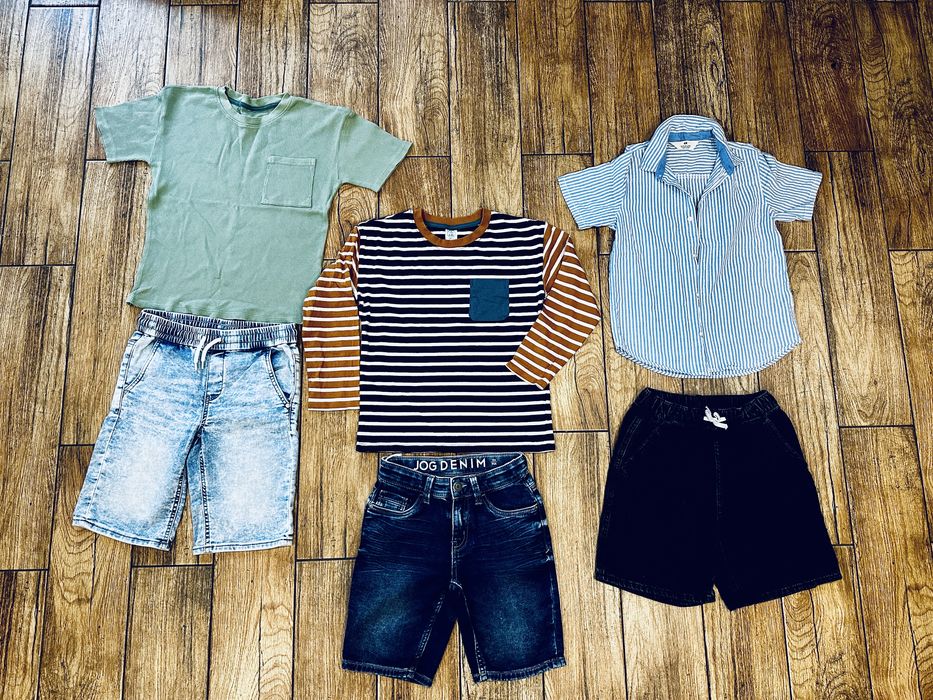 Spodenki w paski H&M 134 stan bdb