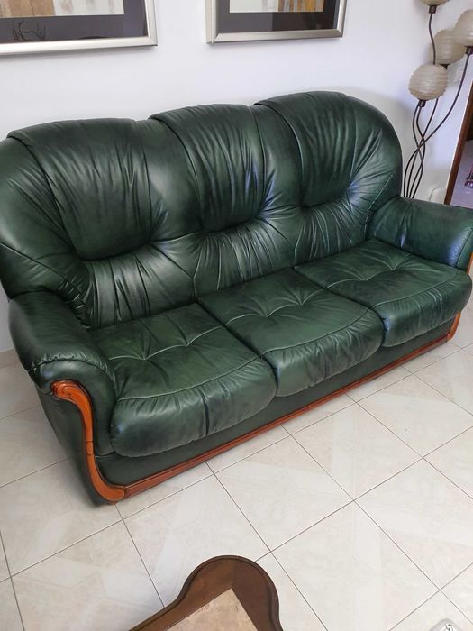 Conjunto de sofás de sala-pele verde