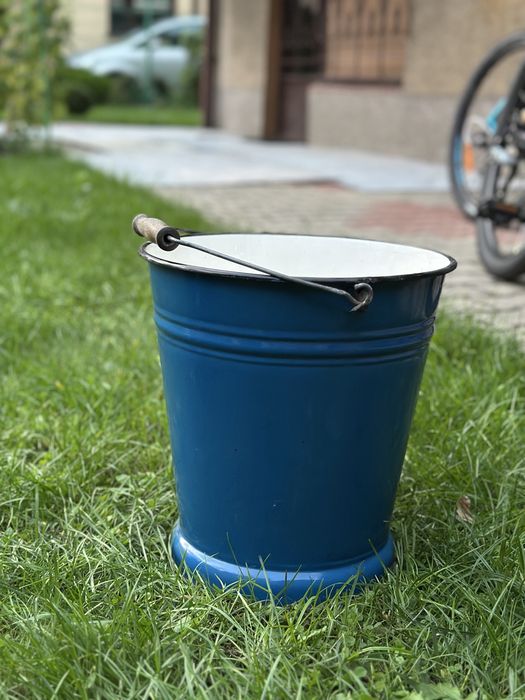 Emaliowane wiaderko, jak nowe, PRL