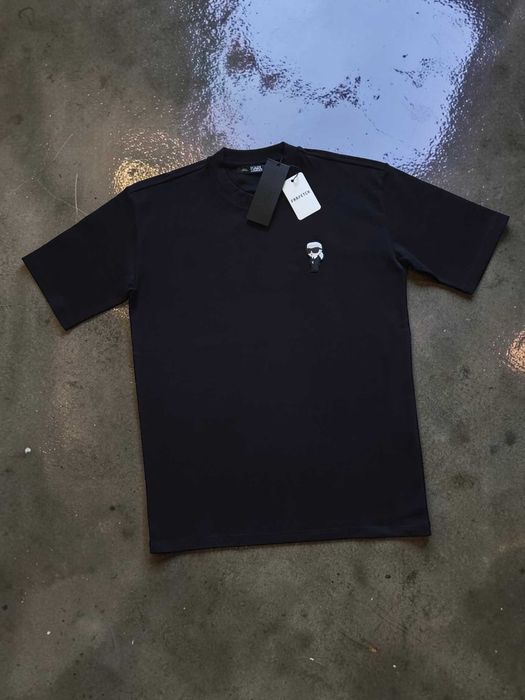 Karl Lagerfeld Męski T-shirt Czarny L Logo Karl Ikonik