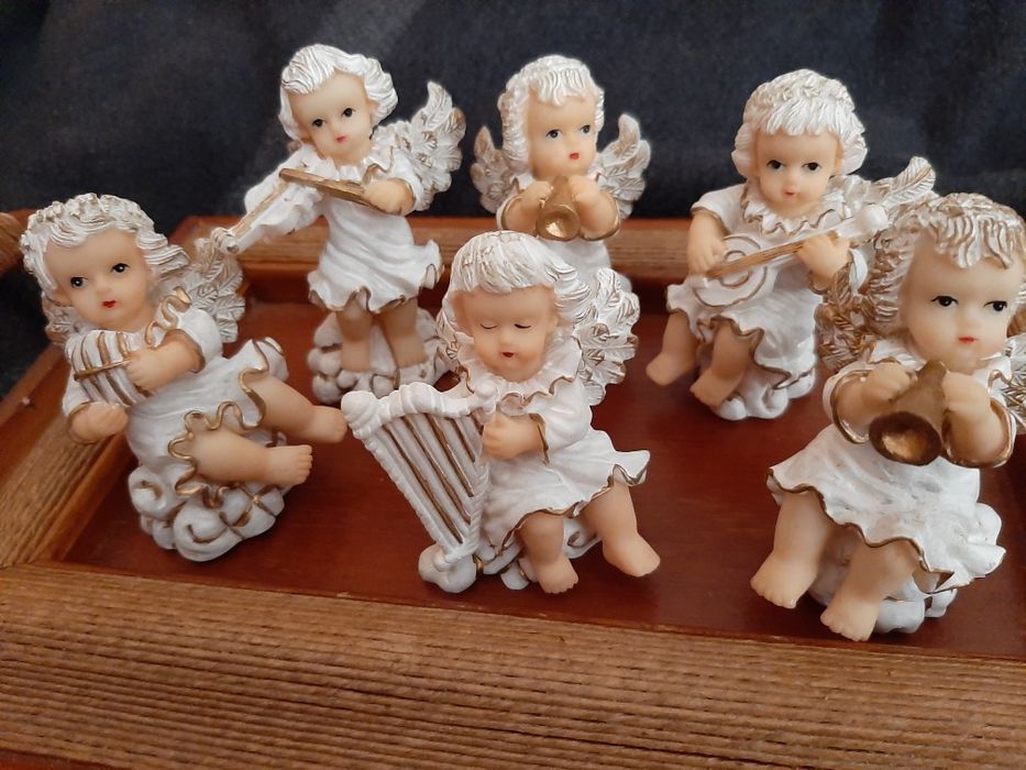 Anjos Musicais Vintage, em resina, conj 6
