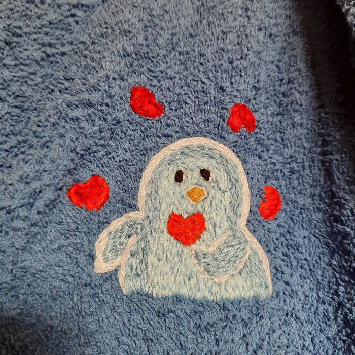 Халат жіночий махровий бавовняний синій, розмір L, 100% бавовна