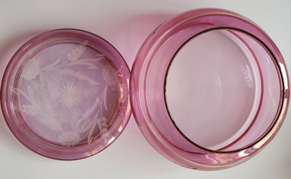 Biscoiteira/ bomboneira de vidro, antiga