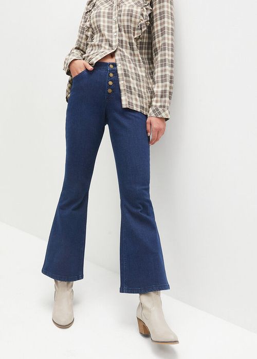 B.P.C ciemne jeansy bootcut 7/8 r.48
