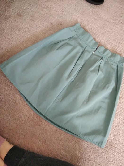 Rozkloszowana miętowa spódniczka handmade S/M