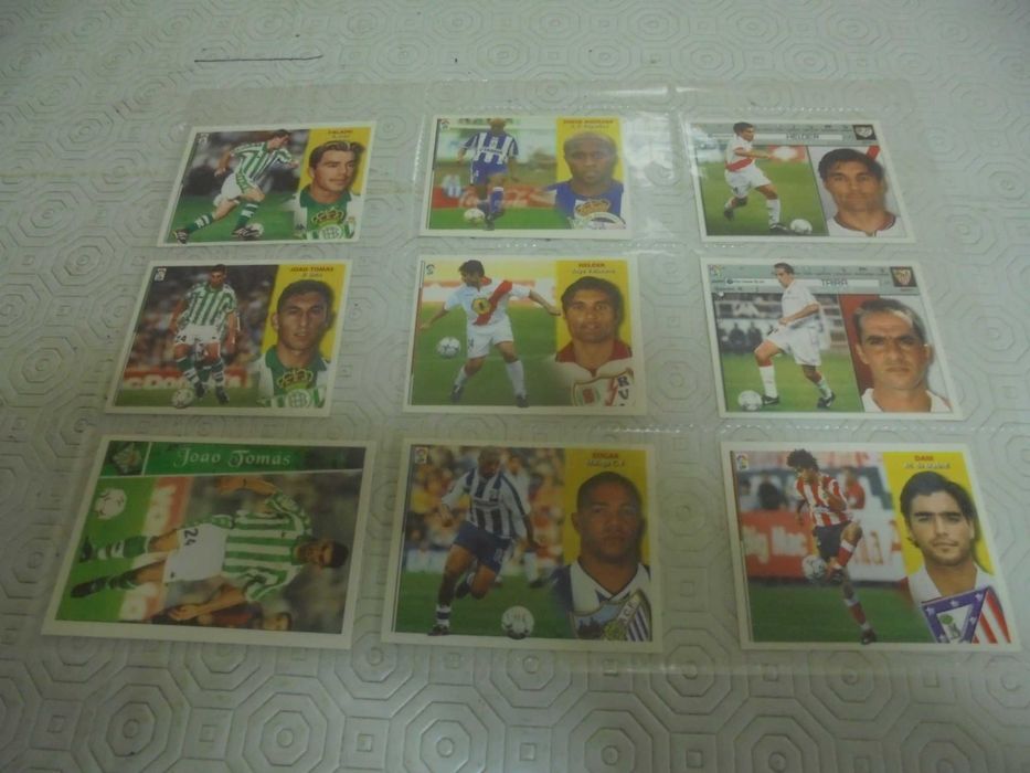 Lote de 63 cromos de jogadores portugueses na La Liga Espanha anos 90