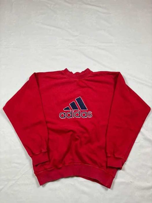 Bluza Adidas Crewneck czerwony rozmiar S vintage retro 90s 0s y2k swag boxy