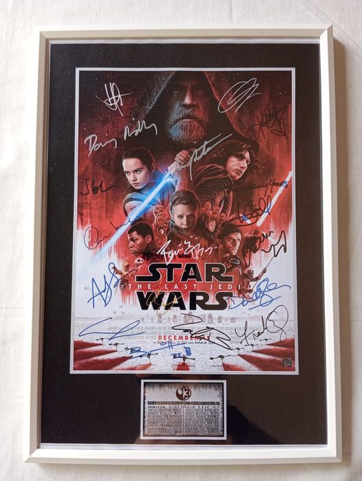 Moldura Filme Star Wars The Last Jedi com Autógrafos (A4)
