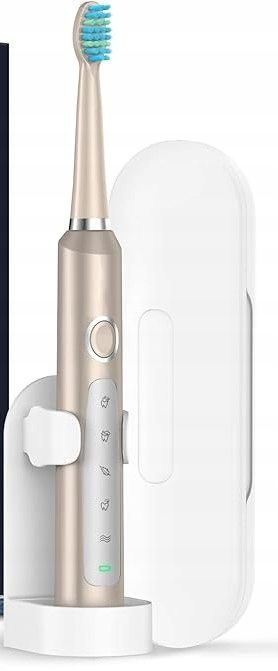 uszkodzona coulax sonic elektryczna szczoteczka do zębów z etui beżowa