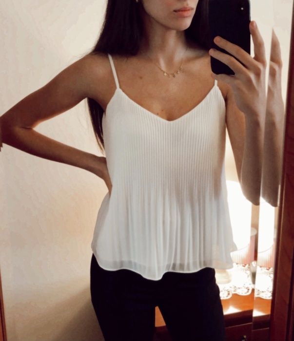 Top Plissado Branco Stradivarius