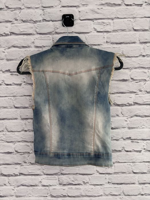 Kamizelka jeansowa bezrekawnik vintage elastyczna