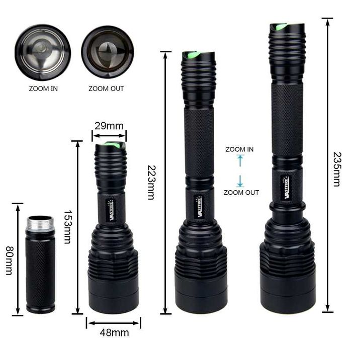 kit lanterna led verde branco super brilhante caça airsoft