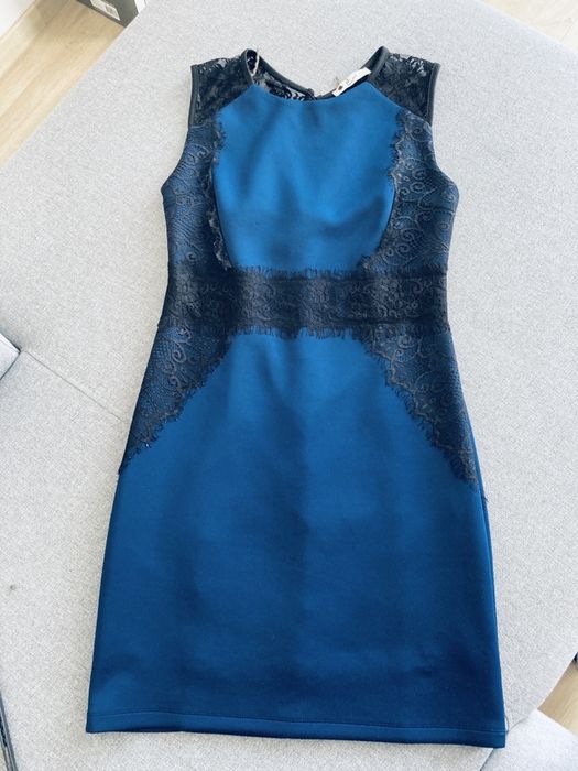 jak reserved sukienka granatowa 12 / L M 38 elegancka koronka komunia