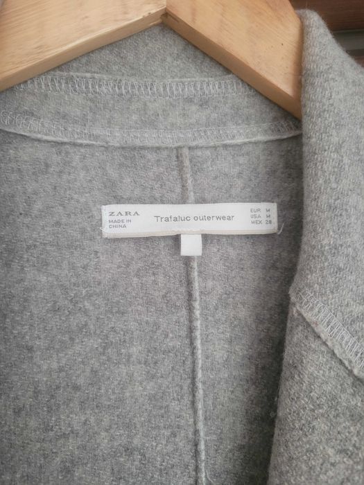 Szary płaszcz Zara M 60% wełna