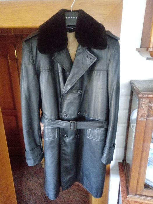 NOWY płaszcz skórzany milicyjny MO  drogówki podpinka  KOŻUCH z owcy