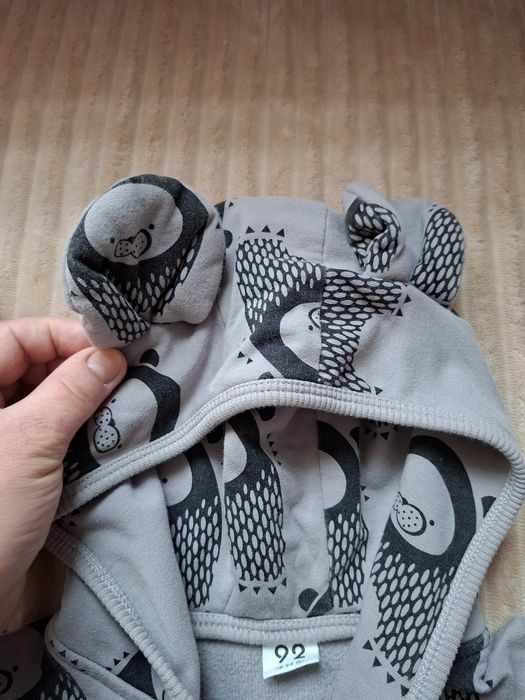 Kombinezon Zezuzulla r. 92  Szary z uszami misia, z meszkiem