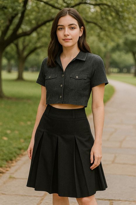 Spódnica plisowana s 36 granat szara