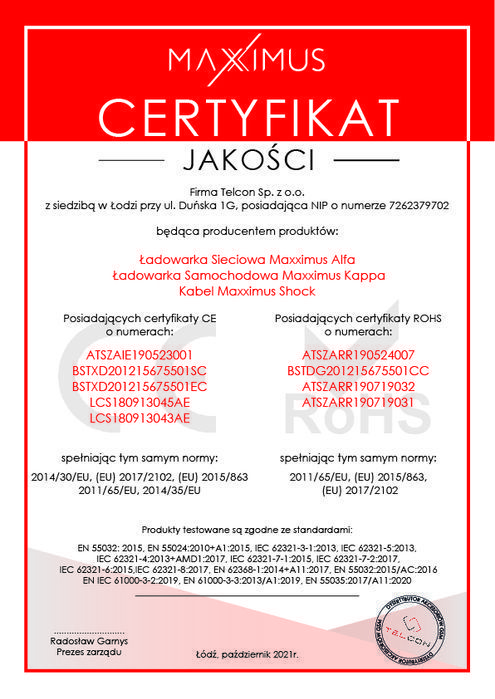 Ładowarka samochodowa MX KAPPA 18W PD+QC, USB-A+C WHITE/BIAŁY