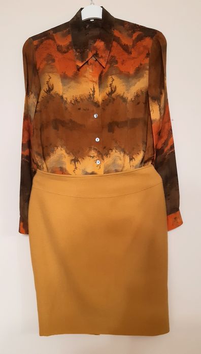 Musztardow miodowa spódnica 40 jesienna