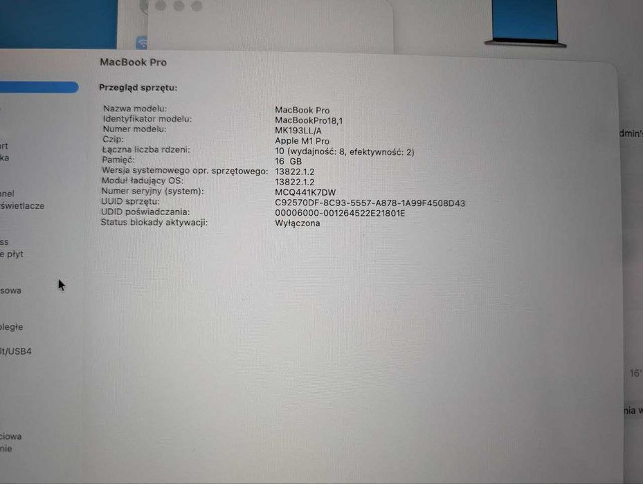 MacBook Pro M1 Pro 16 | 16 GB RAM | 1TB SSD | Topowa konfiguracja