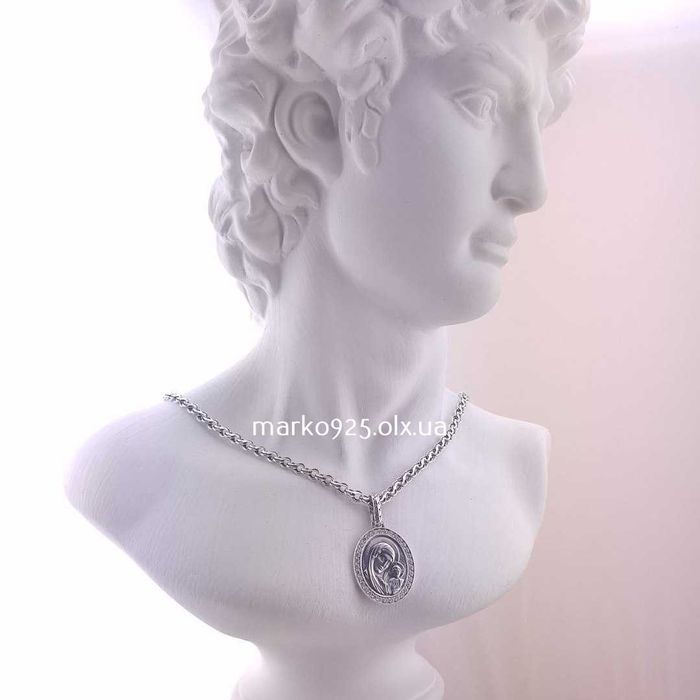 Жіноча срібна цепочка і ладанка-іконка Богородиця. Ланцюжок жіночий