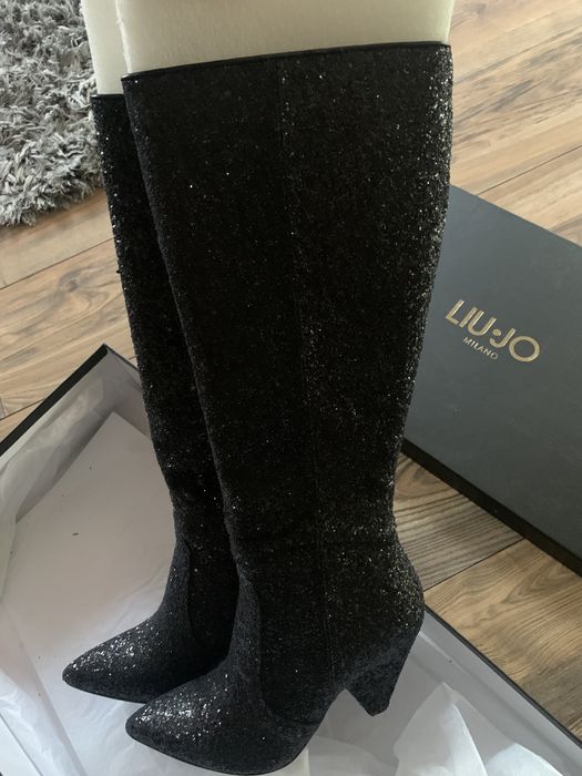 Kozaki brokatowe lju jo brokat botki