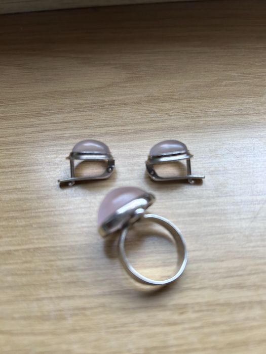 Срібний комплект з рожевим кварцем!