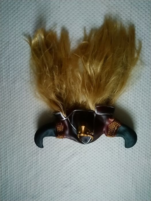 Карнавальна маска Вікінг силіконова з волоссям безрозмірна