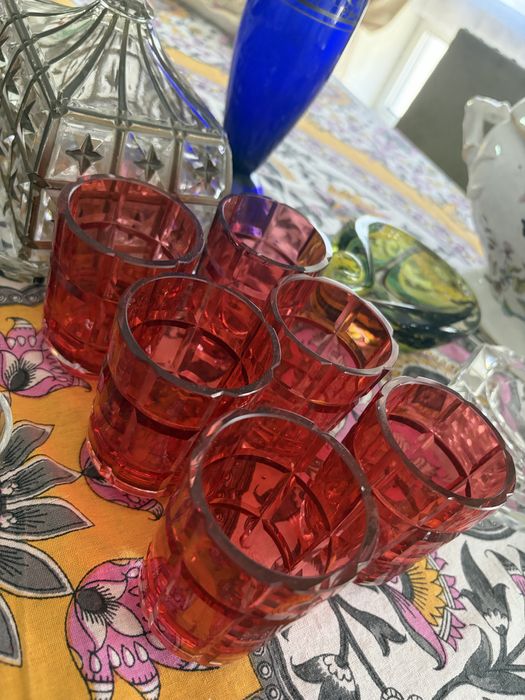 Copos de Vidro Vermelho