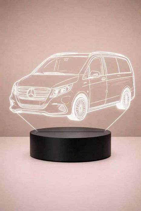 Светильник Ночник "Автомобиль Мерседес Вито Mercedes Vito" – подарок автолюбителю. 3Д Лампа с цветной подсветкой LED и пультом. Нічник світильник